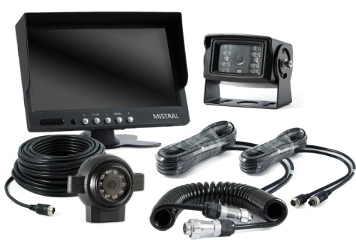 Zestaw MVS z kamerą przednią i cofania, monitorem i przewodami: 25m, 10m, 5m i spiralnym