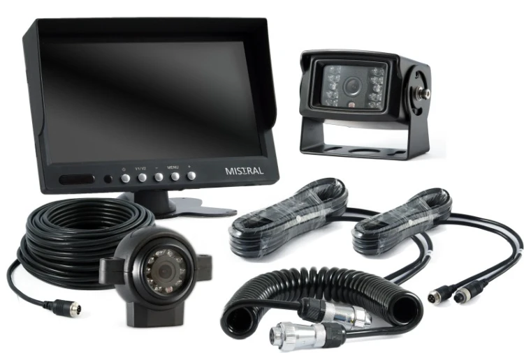 Zestaw MVS z kamerą przednią i cofania, monitorem i przewodami: 25m, 10m, 5m i spiralnym